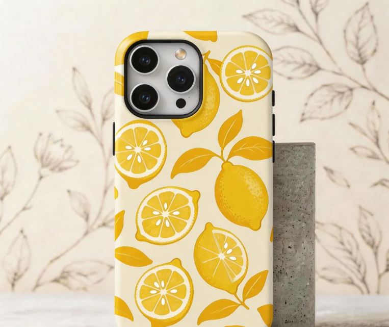 Yellow Lemon Phone Case – Fresh Minimal Citrus Pattern | Gift for Her, Compatible with iPhone 17 Pro Max