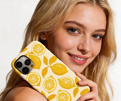 Yellow Lemon Phone Case – Fresh Minimal Citrus Pattern | Gift for Her, Compatible with iPhone 17 Pro Max