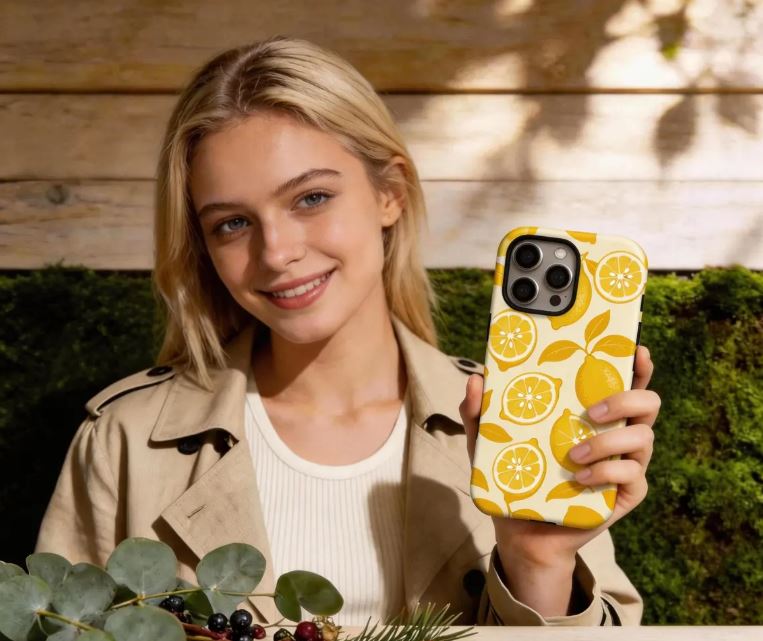 Yellow Lemon Phone Case – Fresh Minimal Citrus Pattern | Gift for Her, Compatible with iPhone 17 Pro Max