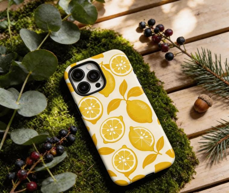 Yellow Lemon Phone Case – Fresh Minimal Citrus Pattern | Gift for Her, Compatible with iPhone 17 Pro Max
